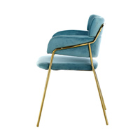 Chaise de salle à manger en velours avec accoudoir confortable et élégant avec pieds en métal doré