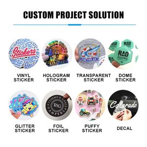 Label desain perusahaan stiker kartun tahan air logo Label perekat cetakan hologram vinil kustom lembaran stiker potong mati - Product Image 6