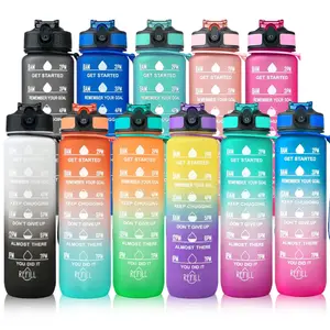 AilinGalaxy 2022 1 litre bouteille en plastique dégradé de motivation pour le sport pour les bouteilles d'eau en carton plastique pour les enfants avec logo personnalisé