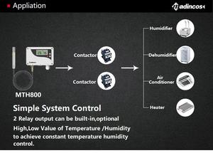 MTH800: <span class=keywords><strong>Sensor</strong></span> Digital de Temperatura e Umidade Montado na Parede com LCD Remoto, 0-120°C, 0,3%, com Saída 4-20mA Modbus RS485+2 Relés - Product Image 5