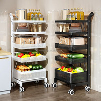 Support de rangement de cuisine multi-scènes Salle de bain Chariot de rangement sur roulettes en métal Organisateur Chariot utilitaire