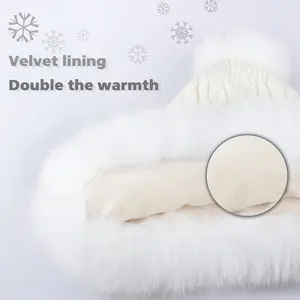 Winter Pompom Beanie Hats For Women Fluffy Knit Womens Beanie Faux Fur Crochet Skull Cap Warm Bucket Outdoor Ear Cover