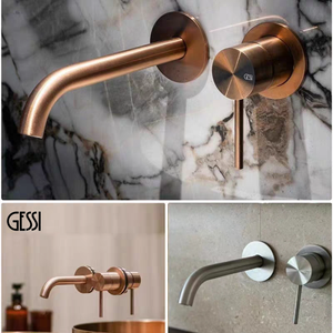 Rubinetto per lavabo a incasso <span class=keywords><strong>GESSI</strong></span> Italia con valvola in ceramica, interamente in rame, acqua calda/fredda, stile nordico - Product Image 2