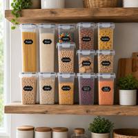 Senny – Lot de 16 boîtes de conservation alimentaire transparentes en plastique, 28 L, hermétiques, pour organisation de garde-manger, avec étiquettes et marqueurs – Vente en gros usine