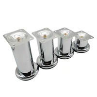 Pied de support de meuble en forme de cylindre métallique, finition chromée polie, pour canapé, table basse, accessoire multi-usage anti-rayures