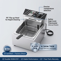 Friteuse électrique professionnelle SURRI en acier inoxydable L-903 4,5 kW haute puissance, friteuse de comptoir avec couvercle et panier, certifiée CE, garantie 1 an