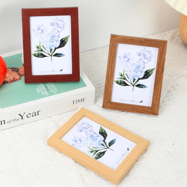JUNJI Handmade Picture Frames Wood Grain Bulk MDF Frames for 8x10 5x7 4x6 Photos Real Glass for Wall or Tabletop Black
