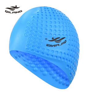 Gorro de natación de silicona Qilang, unisex, impermeable, cómodo para entrenamiento de natación, color sólido, rosa, azul, blanco - Product Image 5