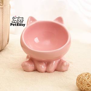 Nuova vendita calda modello solido colore puro elegante accessori in ceramica per animali domestici alimentatori obliqua Cat Dog ciotola di lusso - Product Image 5