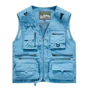 Gilet de travail en gros pour hommes, vêtement de travail décontracté, gilet de randonnée extérieur, sans manches, chaud, multifonctionnel, respirant en maille - Product Image 4