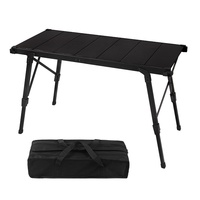 Table pliante rectangulaire en aluminium pour l'extérieur, portable, pour le camping, le pique-nique, le barbecue, la cuisine mobile, avec base réglable