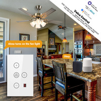 Nuevo Interruptor de Ventilador y Luz Wi-Fi COMANS, Lámpara de Techo Inteligente, Ventilador Inalámbrico para el Hogar, Panel Táctil de Vidrio Moderno
