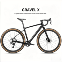 GRAVEL-X Sepeda Gravel Serat Karbon 13-Speed Pedal Biasa Rangka Keras Rem Cakram Ganda Roda Aluminium Sepeda Balap Kota Off-Road