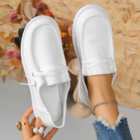 Mocassins en toile pour femmes, à enfiler, avec lacets décoratifs, semelle plate, chaussures décontractées confortables et tendance, vert