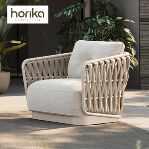 طقم أريكة حديقة فاخر من الألومنيوم للأماكن الخارجية، أثاث للشقق والفنادق والفلل والمنتجعات وحمامات السباحة، طقم أريكة للفناء الخارجي من الحبال - Product Image 3