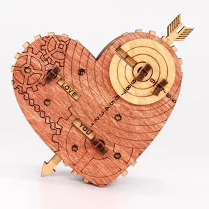 Germany Hot Selling Repeatable Wooden Puzzle 3D Tin Woodman's Heart. A Mechanical Box With A Code Lock