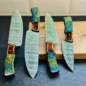 Coffret de couteaux de chef Thewizcrafts en acier Damas, forgés à la main, manche en bois, style oriental, longueur de lame 8-9,9 pouces, couteau de cuisine pour droitier - Product Image 3