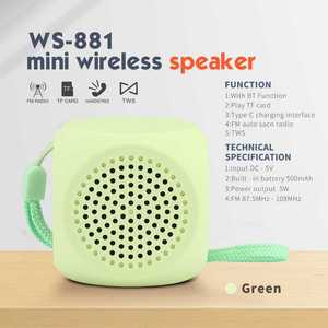 WS-881 Mini Xách Tay Bluetooth Loa Không Dây Âm Thanh Tốt Đẹp Hệ Thống TWS Du Lịch FM Đài Phát Thanh Âm Thanh Loa Với Dây Buộc - Product Image 2