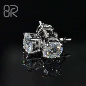 Vente chaude Plaqué Or Vvs Moissanite Boucle D'oreille Passe Diamant Testeur Rond Brillant Coupe Diamant 925 Argent Boucles D'oreilles Femmes - Product Image 2