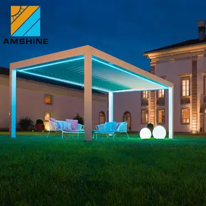 Goedkope outdoor louvered dak pergola elektrische aluminium pavilion tuinhuisjes