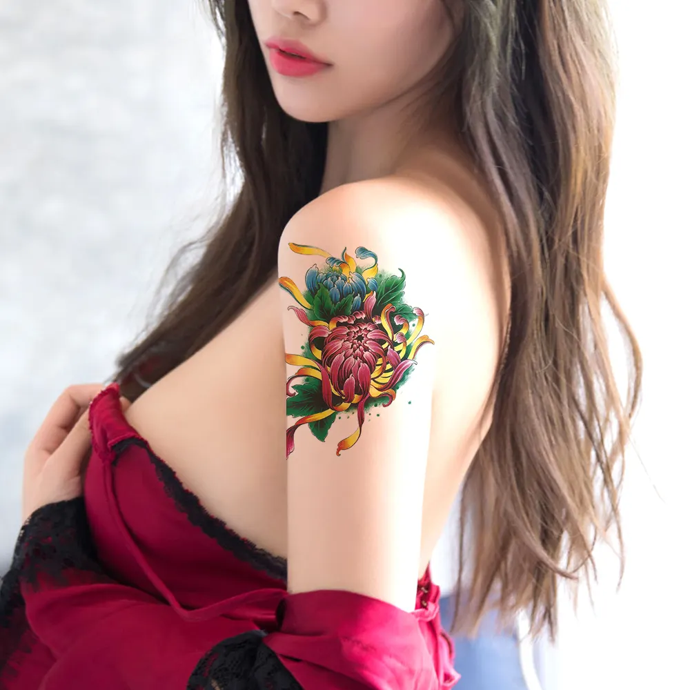 Tay Áo Cánh Tay Thiết Kế Lớn Sexy Hoa Tạm Thời Tùy Chỉnh Lâu Dài Tattoo Sticker