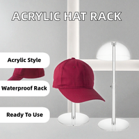 Présentoir à chapeaux en acrylique avec base ronde et tige filetée, pour l'angle de vente, avec logo personnalisé, idéal pour maintenir la visière des casquettes orientée vers l'avant