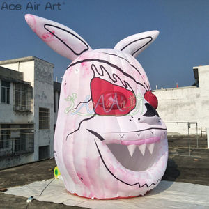 Decoração inflável do coelho do halloween com cara do fantasma Modelo inflável personalizado do coelho do suicídio com luzes conduzidas para eventos assustadores - Product Image 3
