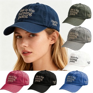 Stampa all'ingrosso questo è il punto di svolta 6 pannelli all'aperto Vintage retrò 100% cotone lavato in saia Casual Baseball camionista cappellino papà - Product Image 2