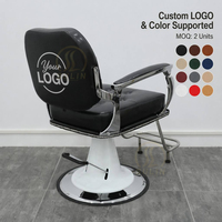 Fauteuil de Barbier Ergonomique Vintage, Chaise de Salon Hydraulique avec Dossier Inclinable, Siège en Cuir PU, Pivotant à 360 Degrés pour Barbier