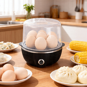 Nouveau produit : Machine à petit-déjeuner compacte pour la maison, cuiseur rapide multifonctionnel en plastique PP de qualité alimentaire, capacité 7 œufs - Product Image 1