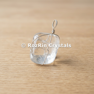 Pendentif de mariage unisexe en quartz cristal et strass, enroulé sur fil - Product Image 3