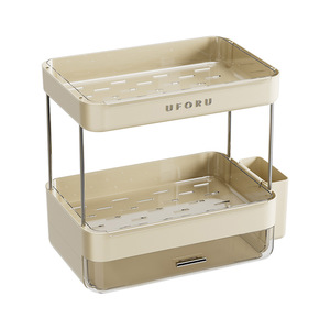 ชั้นวางของตั้งโต๊ะ Uforu แบบสองชั้น พร้อมที่วางแก้วน้ำแบบมีรูระบายน้ำ และลิ้นชักสำหรับเก็บอาหารและของจุกจิก - Product Image 1