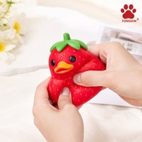 Jouet Squishy Canard Fraise TPR, Canard Squishy Extensible Doux, Canard Squishy Géant, Jouet Sensoriel à Presser, Jouets Squishy Nouveauté TONGXIN