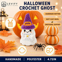Poupée fantôme en crochet d'Halloween, amigurumi fait main en peluche polyester, cadeau de soutien émotionnel, vente en gros, décoration d'intérieur pour apaiser l'esprit et le bureau