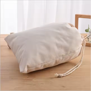 Eco Friendly Cotton Pouch Custom logo Printed Canvas Cotton Calico Drawstring <b>Bag</b> with Double <b>String</b> <b>Draw</b> <b>String</b> <b>Bag</b> - Product Image 5