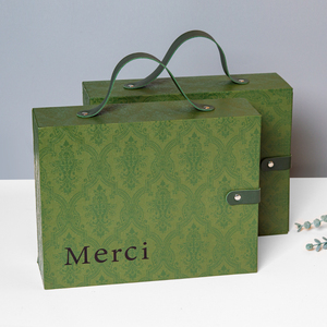 Tiroir coulissant de luxe boîtes de perruque de faveur de mariage emballage de Logo personnalisé emballage de boîte-cadeau de Noël avec poignée en cuir - Product Image 1