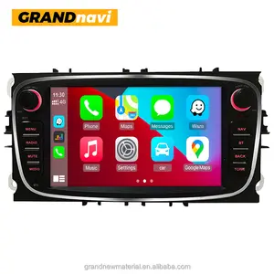 GRANDnavi วิทยุติดรถยนต์2 Din,วิทยุรถยนต์แอนดรอยด์สเตอริโอ GPS ระบบนำทาง Wifi BT FM หน้าจอแนวตั้ง Carplay สำหรับ Ford Focus C-Max II Mondeo Kuga