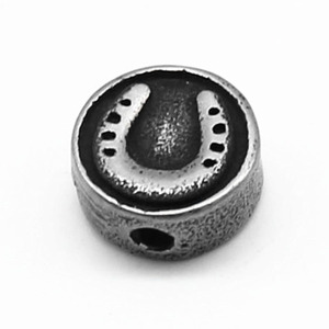 Perles d'espacement en acier inoxydable yunnique, design fer à cheval rond, pour la fabrication de bracelets, couleur rétro brillante - Product Image 2