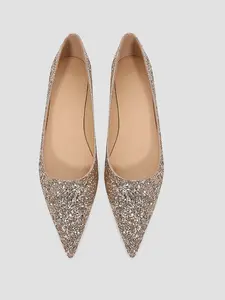 Wholesale Custom 2024 New Autumn Pointed Flat Shoes Female Champagne Gold And Silver Bridesmaid Shoes Xianfeng Factory Outlet
