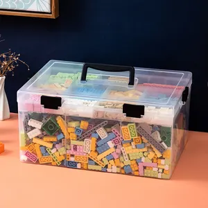 Boîtes de <span class=keywords><strong>rangement</strong></span> rectangulaires multifonctionnelles écologiques en plastique PP transparent à double couche avec couvercle pour organiser les blocs de construction - Product Image 4