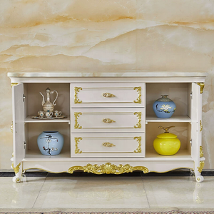 Credenza da Pranzo in Marmo e Legno Massello Stile Europeo di Lusso, <span class=keywords><strong>Mobile</strong></span> d'Ingresso Francese, Arredamento Lussuoso per Soggiorno - Product Image 3