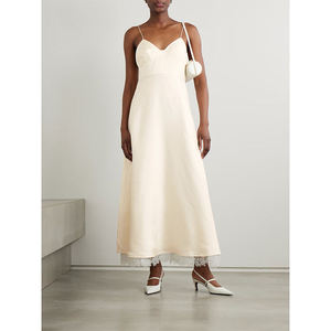 Robe à <span class=keywords><strong>bretelles</strong></span> en coton et lin sur mesure pour femmes, taille empire, décoration à volants, robe à <span class=keywords><strong>bretelles</strong></span> de <span class=keywords><strong>travail</strong></span> américaine/européenne - Product Image 1