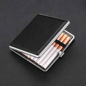 Leather Textured Cigarette Case 20 Pack <b>Metal</b> Veneer Rectangular Smoking Accessory - Product Image 1