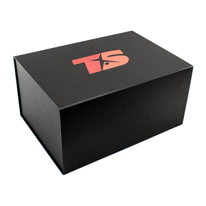 Large Black Magnetic Gift Boxes Embossing Recycled Materials Sponge Lining Custom Ribbon Handle High Quality Packaging Socks Fur - Product Image 2