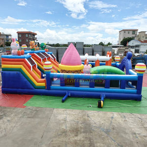 Castillo inflable comercial con temática de carnaval, parque de juegos, zona de saltos, obstáculos y combo de diversión. - Product Image 2
