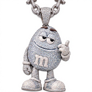 Pendentif personnalisé en moissanite glacée, motif dessin animé, en argent 925 plaqué or, micro-incrustation, breloque hip-hop pour bijoux de fête - Product Image 1