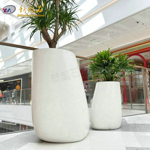 New Stone Building Materials Cylindrical Flower Pots Light Gray GRC <b>Planters</b> For Villa Courtyard Decoration - Product Image 2