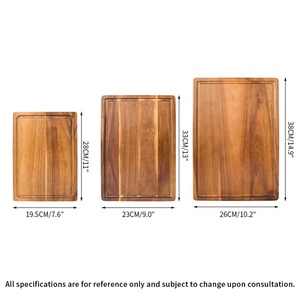 Ensemble de 3 planches à découper en <span class=keywords><strong>bois</strong></span> d'acacia, écologiques, durables, compatibles lave-vaisselle, essentiels de cuisine avec une élégante planche à découper - Product Image 3