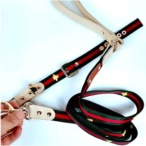 Benutzer definierte hochwertige verstellbare Katzen halsbänder Leine Stilvolle Leder Hunde halsband und Leine Set Luxus - Product Image 5
