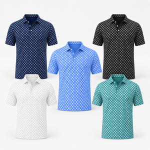 Camiseta de Polo de Golf con Estampado de Puntos Azules Personalizada, para Hombre, de Alto Rendimiento, Secado Rápido, Elástica, Absorbente de Humedad, Fabricante de Marca Privada OEM ODM - Product Image 2